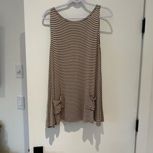 Striped Khaki/White Stripe Sleeveless Top